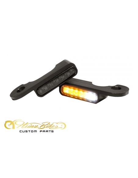 Frecce anteriori/posizione LED Omologate nere Heinz Bikes sotto i comandi Softail 18-20