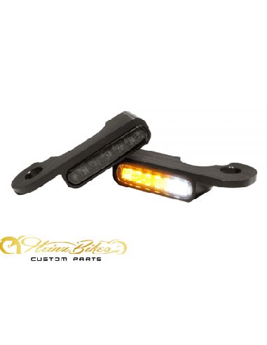 Frecce anteriori/posizione LED Omologate nere Heinz Bikes sotto i comandi Softail 18-20