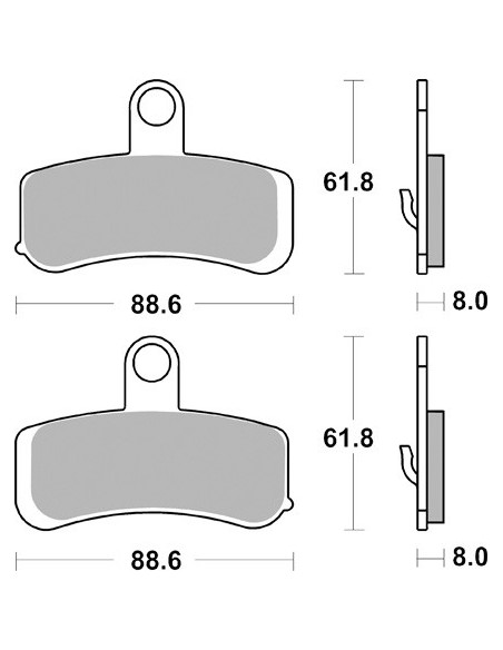 Organic front pads for Dyna