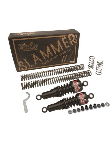 Kit assetto anteriore e posteriore Burly Slammer con ammortizzatori neri 10,5" Per Sportster dal 2004 al 2015 