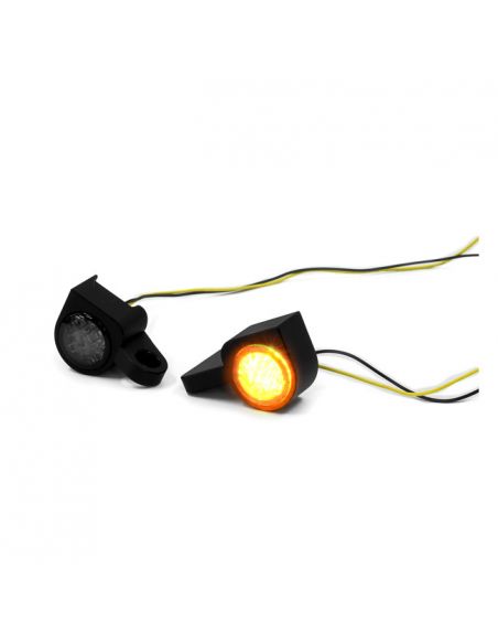 Frecce led Zieger 4 per comandi manubrio nere lenti fumè omologate per Sportster 96-03