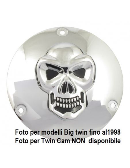 Clutch cover derby cover Chrome with skull for Dyna from 1999 to 2017rif OEM 25414-99