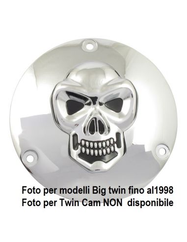 Coprechio frizione derby cover Cromato con teschio per Dyna dal 1999 al 2017rif OEM 25414-99