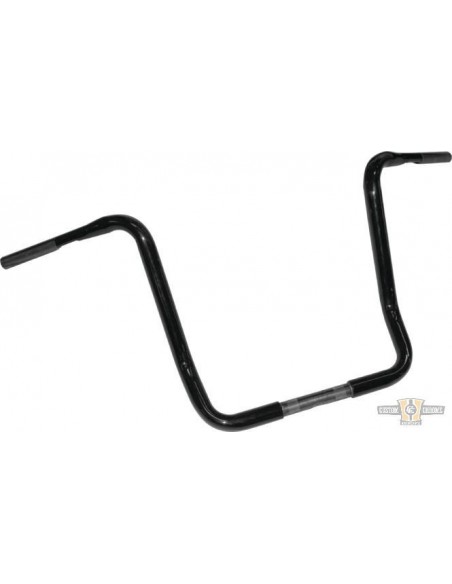 Handlebar Ape Hanger 1-1/4" high 16" FLHT black Fat Bar without dimples, pre-drilled