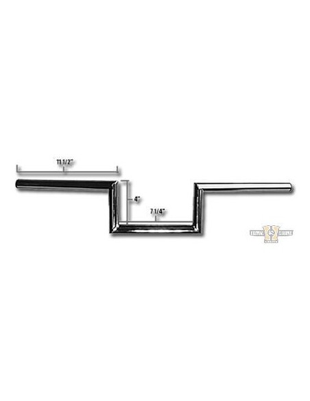 Manubrio Z Bar largo1" alto 4" Largo 72cm Cromato, senza fossette,