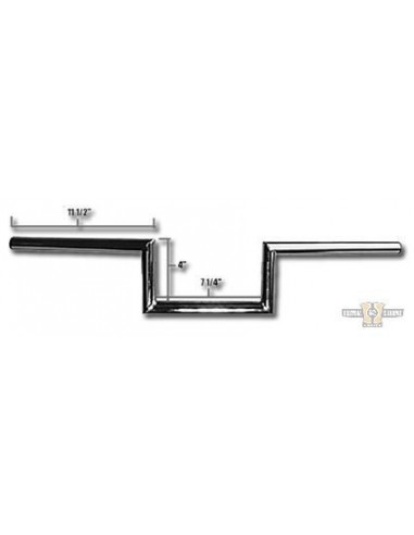 Handlebar Z Bar largo1" high 4" Wide 72cm Chrome, without dimples,