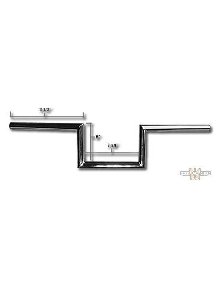 Handlebar Z Bar largo1" high 6" Wide 72cm Chrome, with dimples,