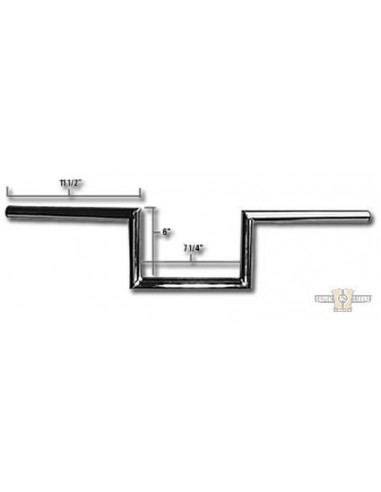 Handlebar Z Bar largo1" high 6" Wide 72cm Chrome, with dimples,