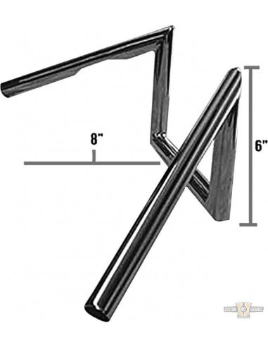 Manubrio Z Bar stretto 1" alto 6" Largo 61cm Cromato, con fossette,