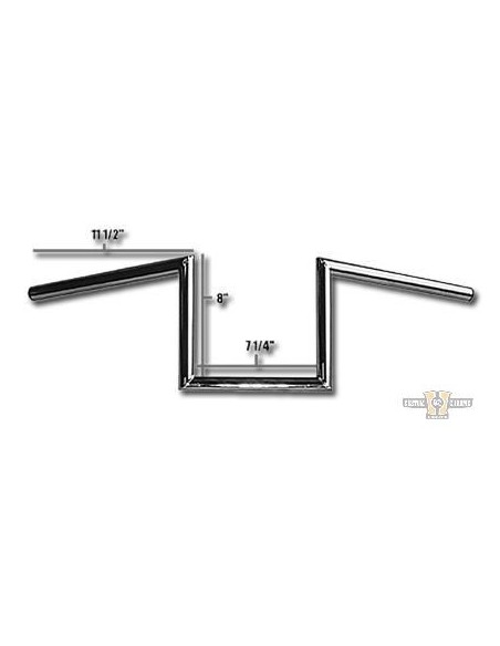 Handlebar Z Bar largo1" high 8" Wide 72cm Chrome, with dimples,