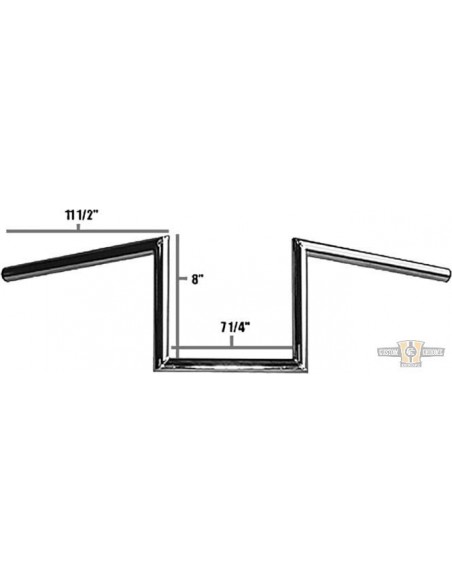 Manubrio Z Bar largo1" alto 8" Largo 72cm Cromato, senza fossette,