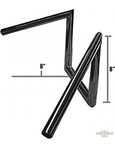 Manubrio Z Bar stretto 1" alto 8" Largo 61cm Cromato, con fossette