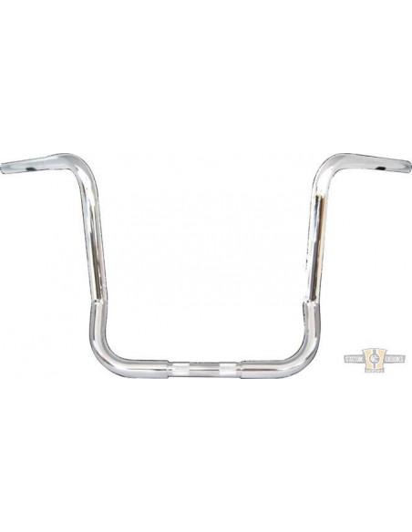 Handlebar Ape Hanger 1-1/4" high 14" FLHT Chrome Bagger, for Traditional and Electronic Accelerator, pre-drilled