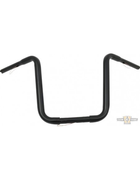 Handlebar Ape Hanger 1-1/4" high 14" black without dimples, for Electronic Accelerator, pre-drilled