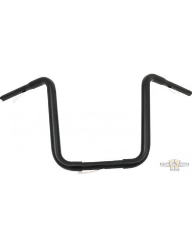 Manubrio Ape Hanger 1-1/4" alto 14" nero senza fossette,per Acceleratore Elettronico, preforato