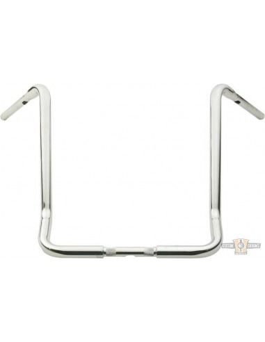 Handlebar Ape Hanger 1-1/4" high 19" FLHT Chrome Dresser without dimples, for Electronic Accelerator, pre-drilled