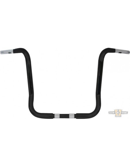 Handlebar Ape Hanger 1-1/4" high 14" FLHT black Bagger, for Traditional and Electronic Accelerator, pre-drilled