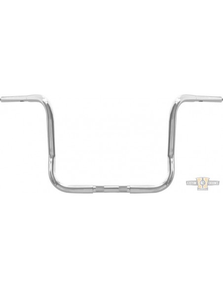 Handlebar Ape Hanger 1-1/4" high 12.5" FLHT Chrome Bagger, for Traditional and Electronic Accelerator, pre-drilled