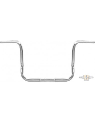 Handlebar Ape Hanger 1-1/4" high 12.5" FLHT Chrome Bagger, for Traditional and Electronic Accelerator, pre-drilled