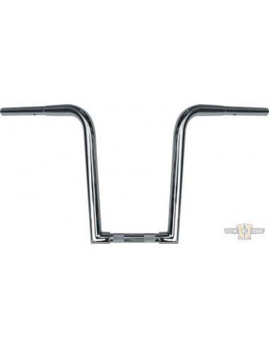 Handlebar Ape Hanger 1-1/4" high 14" Chrome Z Outlaw for Electronic Accelerator, pre-drilled