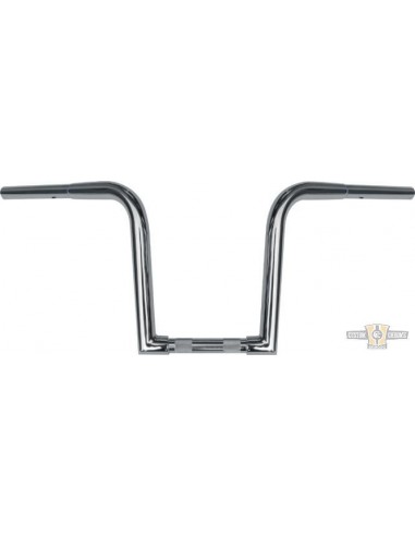 Handlebar Ape Hanger 1-1/4" high 10" Chrome Z Outlaw for Electronic Accelerator, pre-drilled