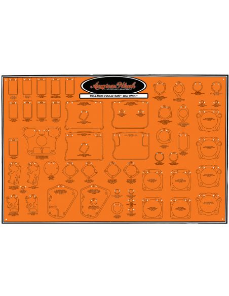 Display panel for engine gaskets and oil seals FXR, Dyna, Softail and Touring from 1984 to 1999