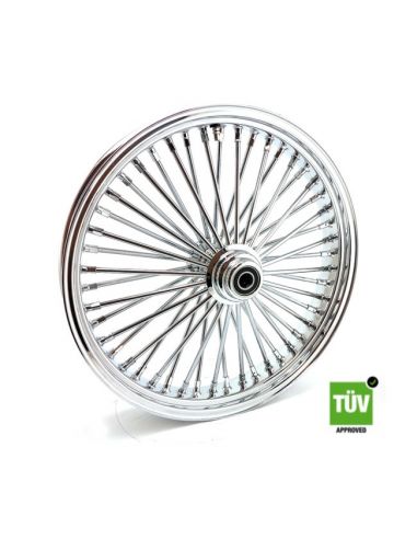 Ruota anteriore cromata Big Spoke 48 raggi 21”x 3,5” singola flangia omologata TUV