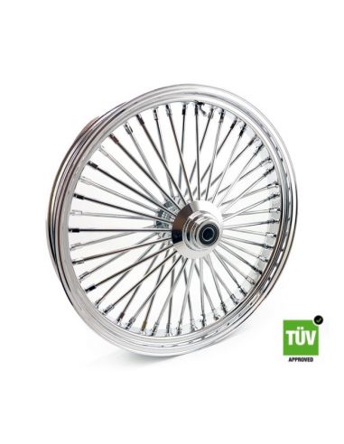 Ruota anteriore cromata Big Spoke 48 raggi 23”x 3,5” singola flangia omologata TUV