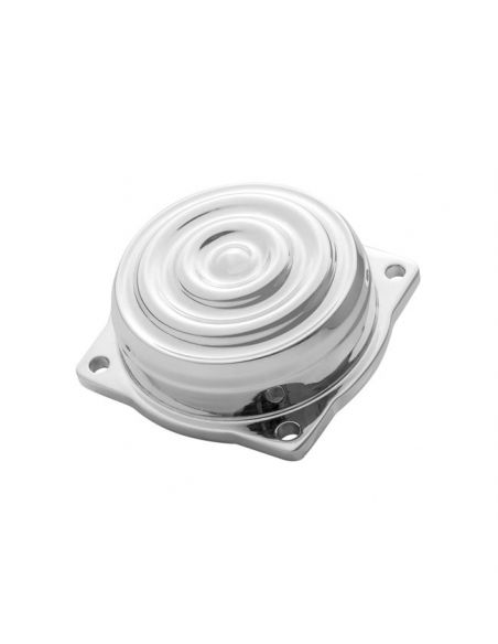 Polished Keihin CV Motone Finned carburetor cover for Dyna, Softail and Touring from 1990 to 2006