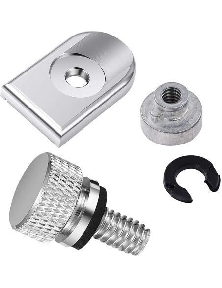 Saddle screw kit with chrome-plated threaded cover plate 1/4-20" for XL, Dyna, Softail and Touring 96-20