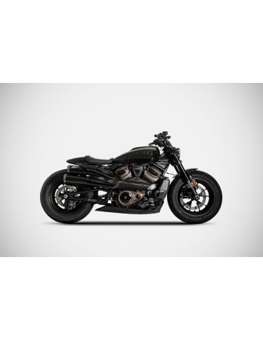 Scarico 2 in 1 in 2 Zard Top Gun nero/inox/carbonio Omologato per Sportster S 1250 dal 2021 al 2022 