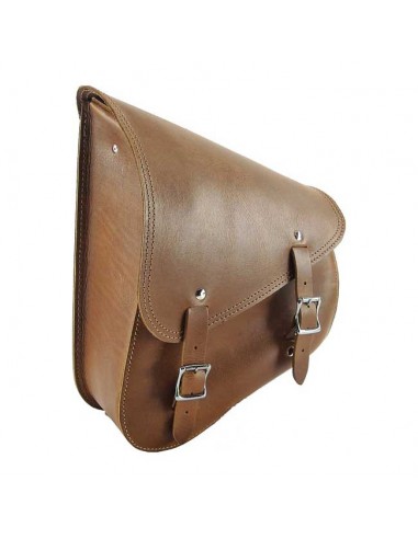 Borsa laterale in vera pelle liscia marrone