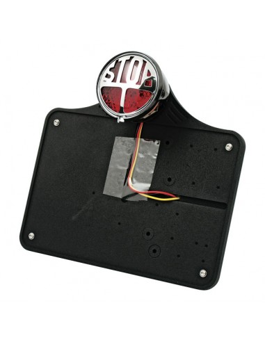 Side license plate holder with rear light STOP - BLACK