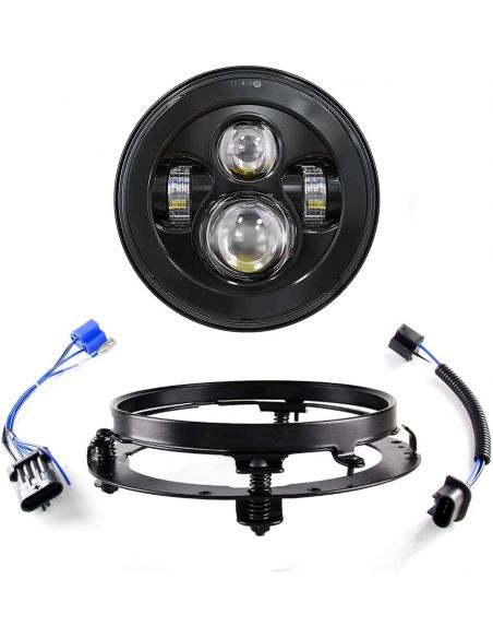 Parabola LED da 7" nera luce anabbagliante e abbagliante con anello di montaggio