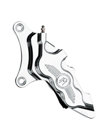 Pinza freno PM 6 pistoni anteriore sinistra lucida per Softail e Dyna Wide Glide con disco da 13" 