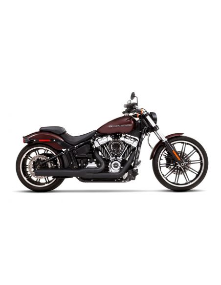 Scarico Rinehart 2 in 1 nero con fondello nero per Softail FLHC/S, FLFB/S, FXBRS e FLSB dal 2018 al 2021